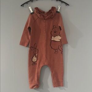 Rust Baby Romper with Cartoon Characters